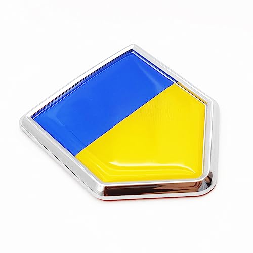 Calcomanía de bandera con emblema cromado Overdecor de Ucrania con acabado metálico brillante