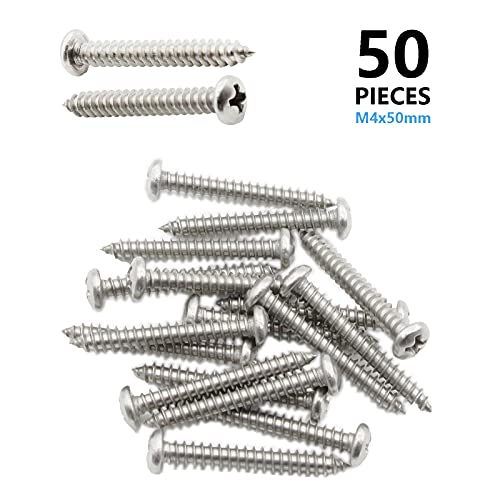 50 tornillos autorroscantes de acero inoxidable M4x50mm miniatura 5