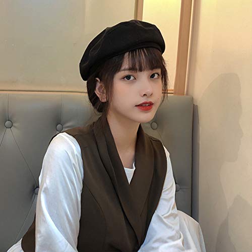 Chapeau anglais rétro type bonnet tricoté noir contre le froid pour femme chic