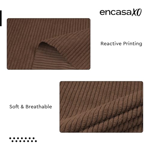Image of Encasa XO Corduroy Fabric by the Meter, 59 inch Wide Premium 238 GSM Polyester Upholstery & Sewing Material, Soft Ribbed Coffee Fabric for Sofa /Cushion Covers, Trousers, Curtains & DIY Crafts