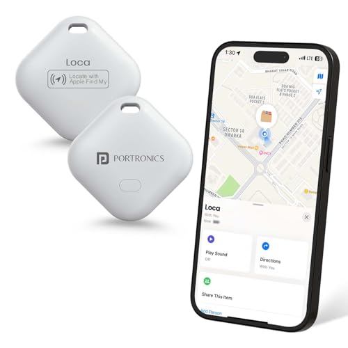 Image of Portronics LOCA Item Finder with Upto 1 Year Battery Life, Bluetooth Tracker,MFi Certified, Item Locater for Keys, Wallets, Luggage, Gadgets etc,Only iOS Compatible with Apple Find My App