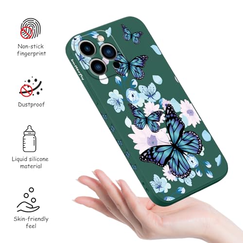 Coque iPhone 13 Pro Max silicone vert papillon aurore LEECG