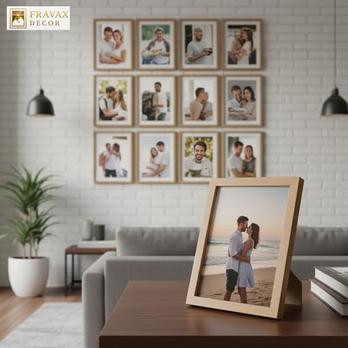 Image of 4x6 Inch Wooden Photo Frame | Fits 4x6 Photos | 0.5 mm Unbreakable Acrylic Front | Wall & Tabletop Display | Lightweight Gallery Style Frame for Home & Office (12, Natural Wood Finish)