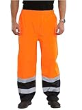 shelikes Mens Waterproof Rain Hi Vis Safety Over Trouser Work High Viz Visibility Pants (Medium, Orange 2 Tone)