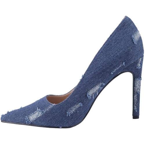 CLOVERLAY Women's Distressed Denim Pointed Toe High Heel Pumps Stiletto Heel Fashion Casual Chic Shoes Spring Summer Vacation Spring Break Easter3