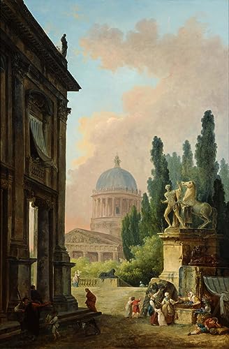 Affiches d'art de maître Hubert Robert, une toile de prestige 60x90cm