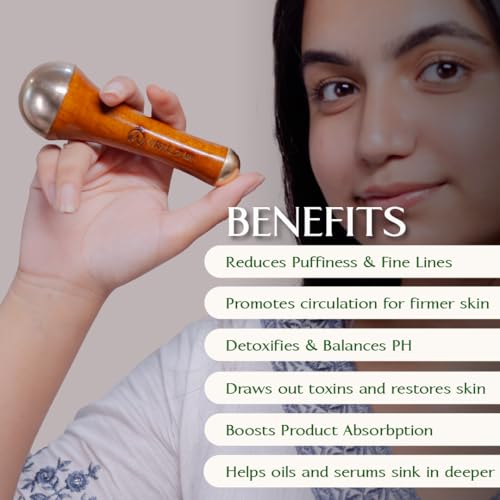 Image of Radiance 7-in-1 Face Serum & Kansa Wand Set | Organic Bakuchiol & Seabuckthorn Serum Glowing Skin | Ayurvedic Bronze Face Massage Tool for Detox & Radiance | Vegan Fast-Absorbing | 30ml