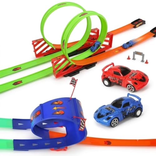 Image of High Speed Racing Car Track with Loop for Kids 6-12 Years Old |1Playset Crazy 360 Degree Corkscrew Super Cars Track Launcher Build & Playing Fun Toys for Boys| Girls Birthday Gift for Children
