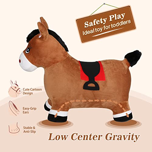 INPANY Bouncy Horse Hopper for Toddlers - Hopping/Bouncing Horse, Inflatable Ride-on Animal Toy for Kids/Children - Plush Covered (Includes Pump) - Image 4