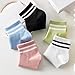 iwhgrmp Colorful Striped Athletic Socks for Women Summer Cute Fashion Vintage Casual Breathable Cotton Ankle Socks (5Pairs Multicolor)
