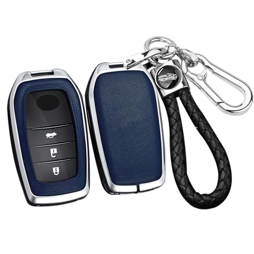 トヨタ向けの スマート キーケース キーホルダー キーカバー キー保護 toyota 新型ハリアー 80系 ヤリスクロス ハイラックス ランドクルーザー200系等に適用 高級 ABS 落ちにく 傷 防止 オシャレ シルバー&ブルー