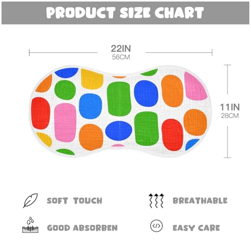 2 Pack Baby Burp Cloths, Soft Absorbent Burping Cloths for Babies, Cotton Milk Spit Up Rags, Large Size for Newborns, Baby Boys and Girls (Geometric Circles)4