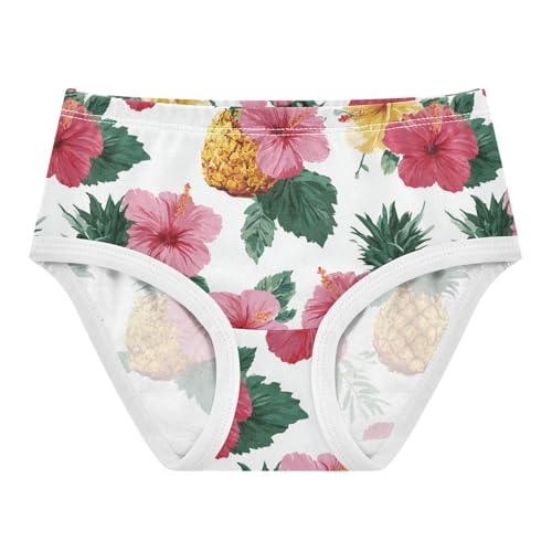 Wusikd Pineapple Hibiscus Girls' Underwear Cotton Flowers Girls Briefs Soft Toddler Underwear 2T