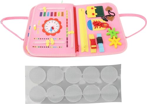 Image of Toddlers Busy Board, Sensory Boards for Autism Toys, Interactive Educational Toys 2+ Years Old Girls Boys Learn to Dress, Fine Motor Skills Travel Toys for Airplane or Car (Sea Creature Pink)