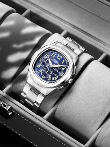 Image of French Connection Megachron | Chronograph Blue Dial | Silver Stainless Steel Strap | Watch for Men - FCD5USM