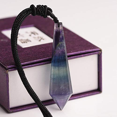EASTCODE Wholesale Colorful Fluorite Natural Stone Pendant Spirit Pendulum Pendant Rope Chain Necklace Lucky for Women Men Stone Jewelry