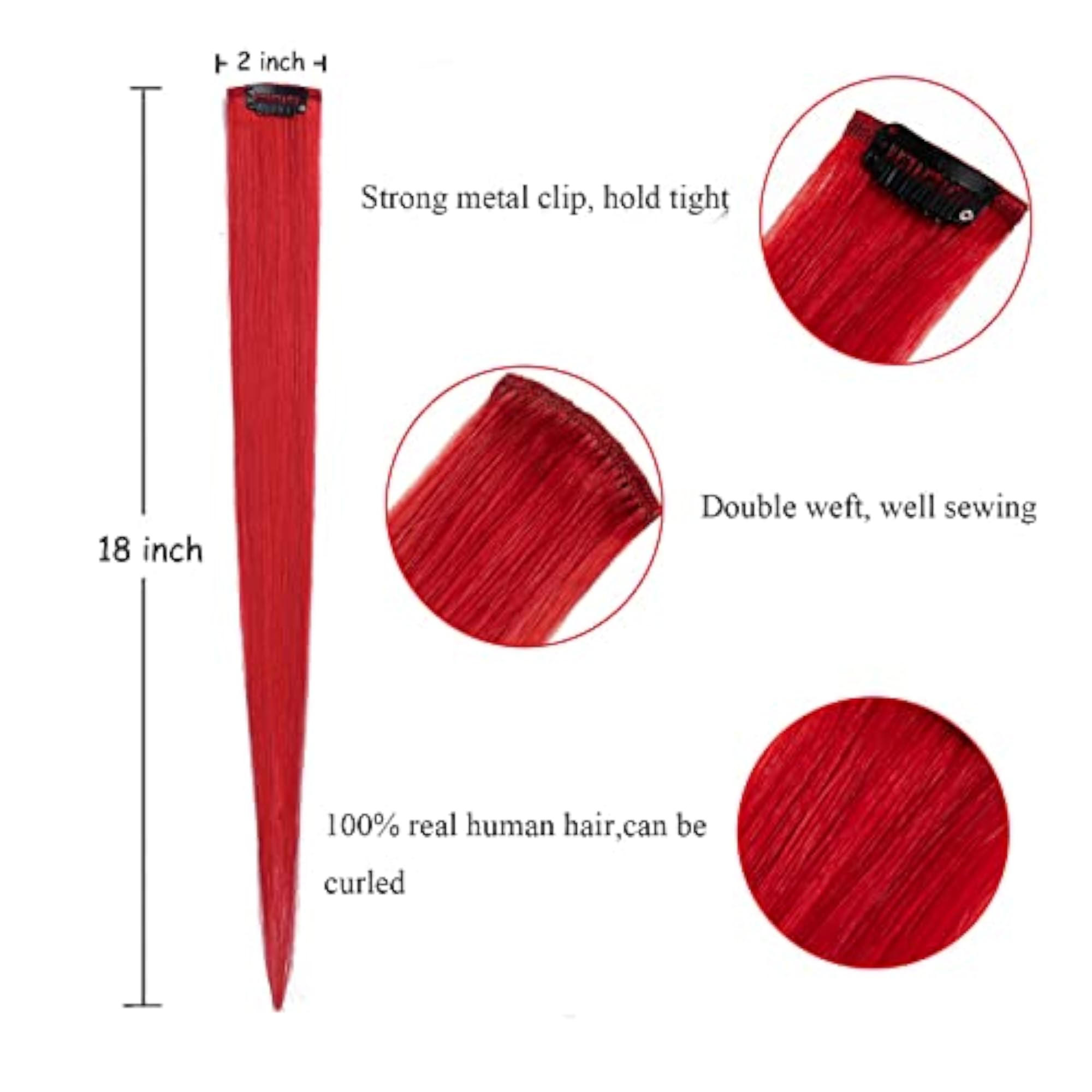 Straight Red Clip-In Human Hair Extension