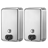 2 Pack Commercial Wall Mount Soap Dispenser 1100ml/37oz Each – Heavy Duty Stainless Steel Liquid Hand Soap Dispenser with Anti-Leak Pump & Corrosion-Proof Liner for Bathroom, Kitchen, Hotel (Vertical)