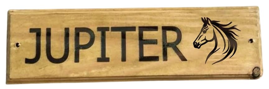 Furever Gifts Handmade Personalised Wooden Horse Stable Door Sign Various Designs 320mm x 100mm x 20mm (Horses Head 6 Tahoma Font)