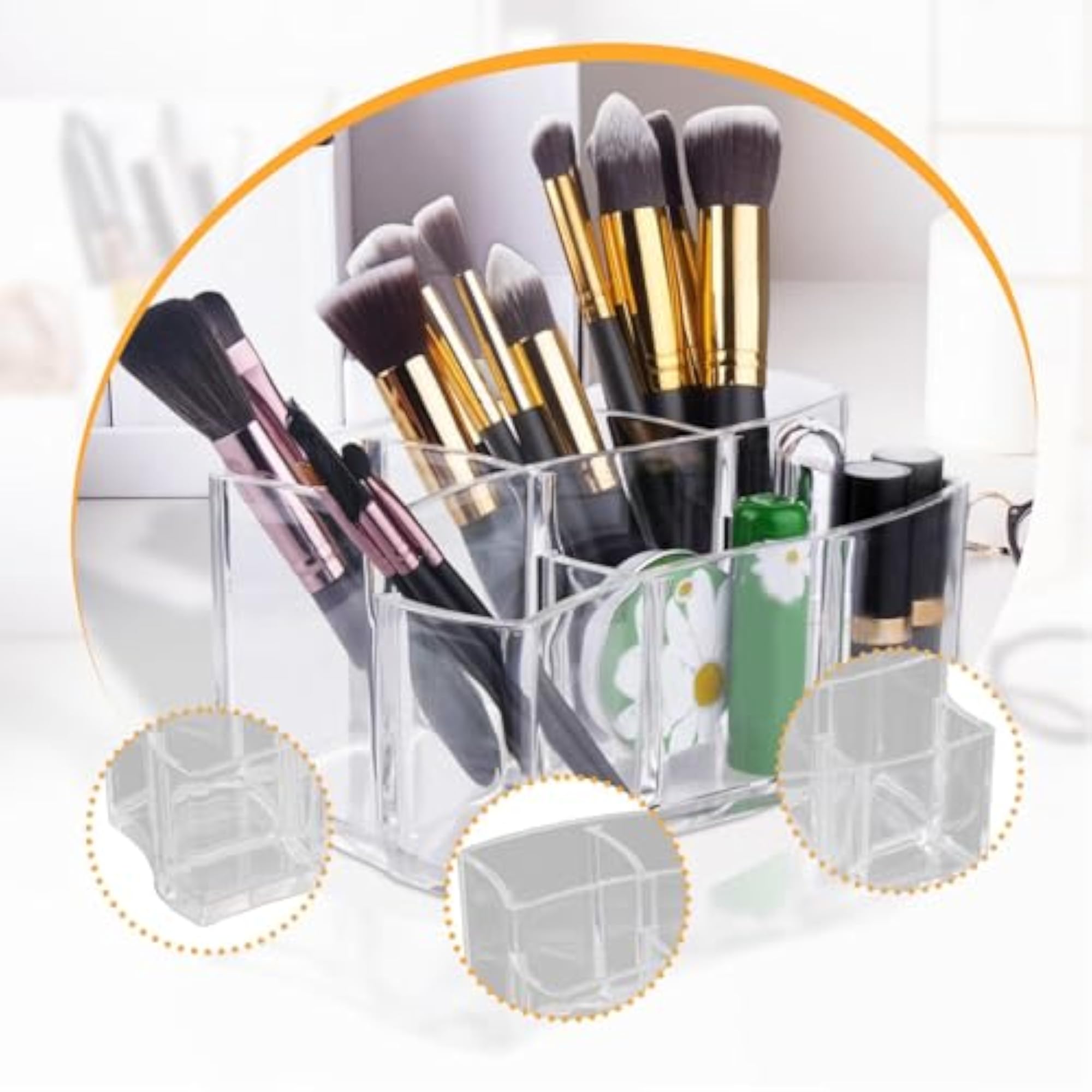 Clear Makeup Brush Holder Lipstick Organizer for Drawer