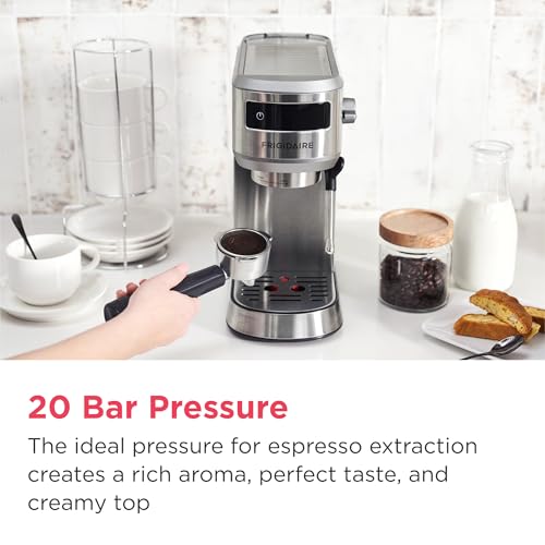 Frigidaire Steam Espresso Maker, Coffee Machine with Milk Frother & Cup Warmer, 20 Bar Pressure, 34 oz Removable Water Tank, Single or Double Shot, Stainless Steel by Frigidaire - Image 7