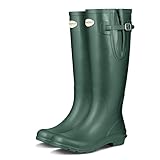 TerraTrax Rain Boots for Women Waterproof Rubber Boots Tall Knee High RainBoots Garden Boots Anti-Slip Wellington Rain Shoes