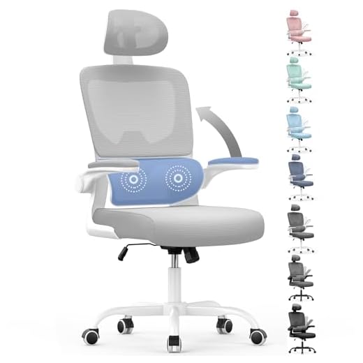 naspaluro Silla Oficina,Silla Escritorio Ergonómica con Soporte Lumbar Dinámico, Reposabrazos Abatibles, Silla Escritorio con Ajuste de Altura, función de balanceo de 120°, Mejora Gris