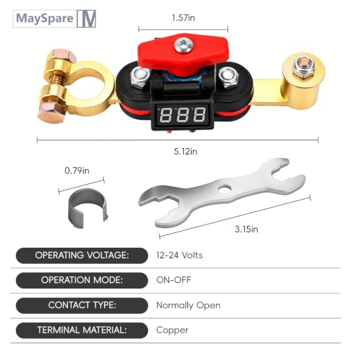 MaySpare 12V-24V Battery Disconnect Switch with LED Digital Voltage Monitor by MaySpare - Image 2