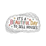 Adesivo divertido de casa com 3 peças, It's a Beautiful Day to Sell Houses, adesivos para corretores de imóveis, escritório, carro, decalque para laptop, garrafa, notebook, caixa de ferramentas