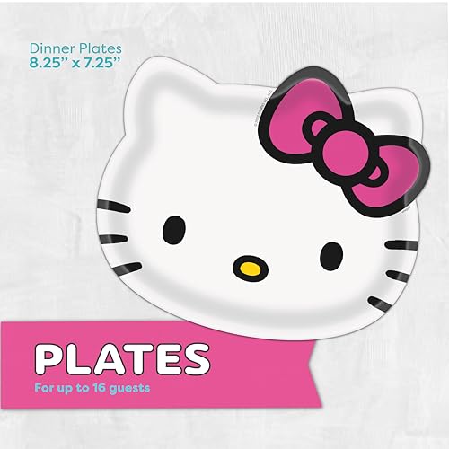 Hello Kitty Birthday Decorations & Party Supplies | Serves 16 | Hello Kitty Plates, Napkins, Sticker | Officially Licensed