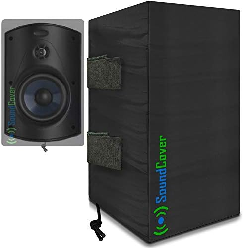 Two Black Compact Speaker Covers for C-Bracket Mounted Outdoor Speakers Size H 10.4" X W 6.7" X D 8.3" - fits Yamaha NS-AW150, Polk Audio Atrium 5, Klipsch Kho-7 & Pyle 5.25 Speakers