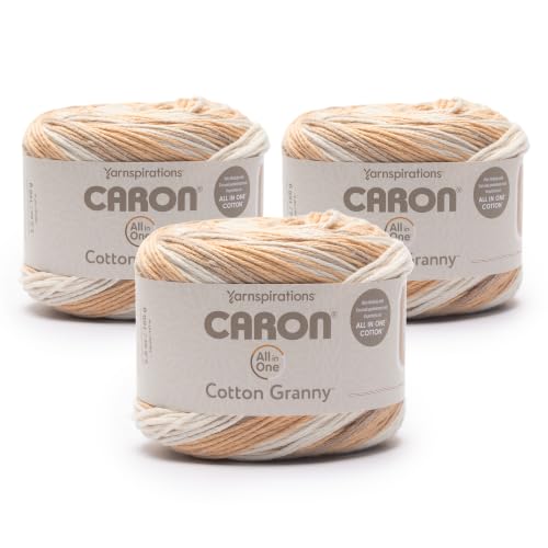 Caron All in One Cotton Granny Yarn for Crocheting, Whicker Whims 3-Pack