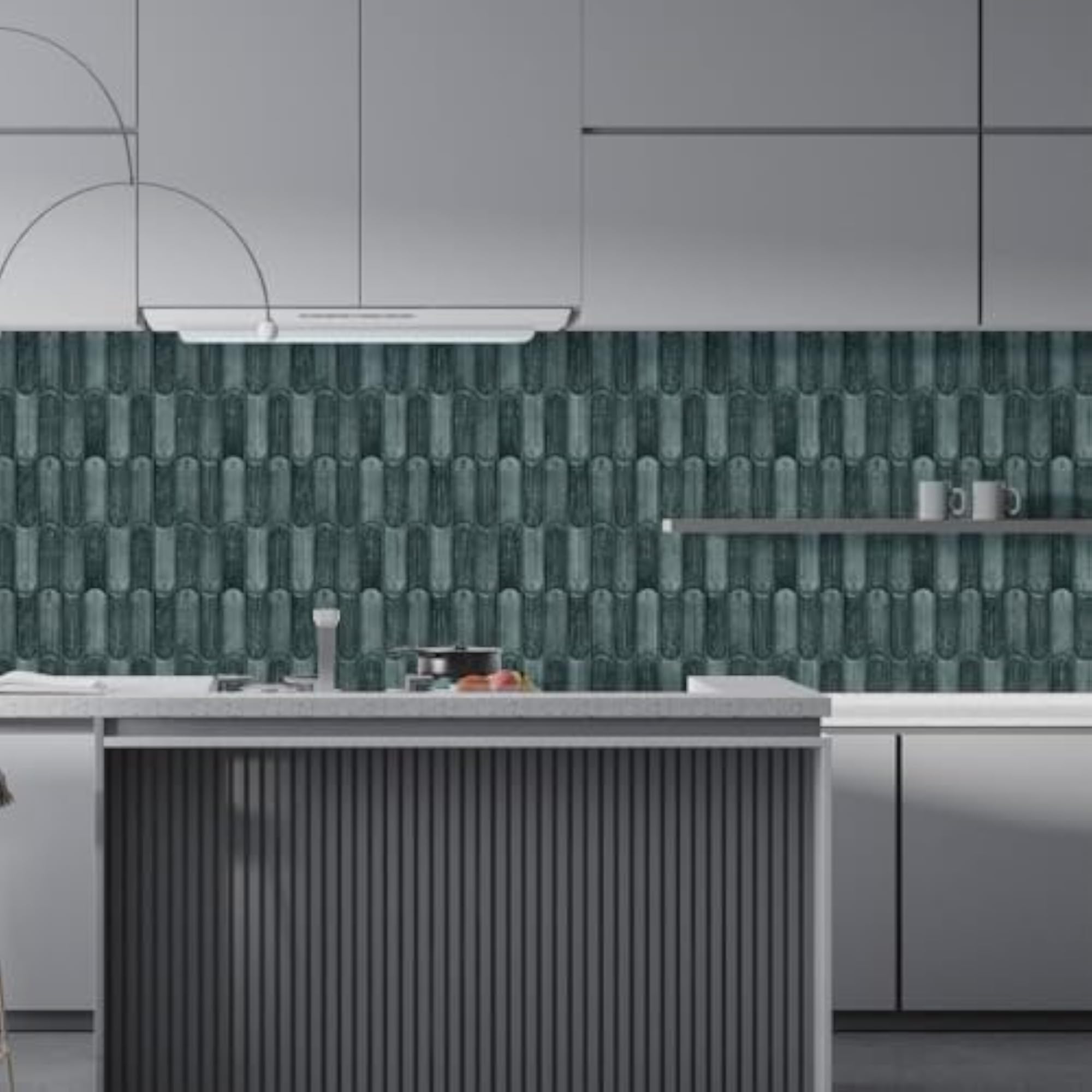 3D Deep Gray Peel & Stick Tiles, Easy DIY Backsplash