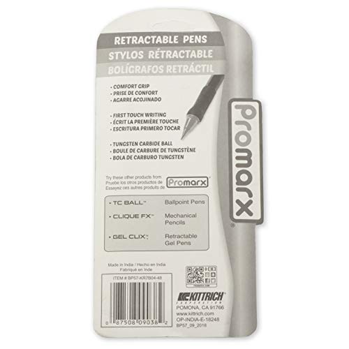 Promarx Grip Dx Fine Ballpoint Pens With Clear Barrel, Black, 4 Count #TOP5