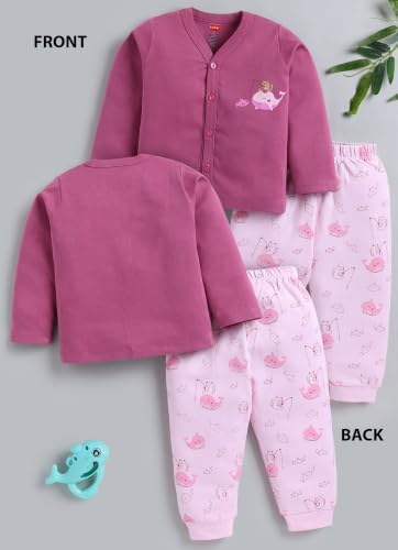 Image of LuvLap Baby Boys & Girls Regular Fit 100% Cotton Half Sleeves Jhabla & Shorts Set Pack of 2