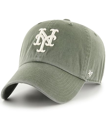 Casquette New York Mets verte ajustable avec sangle en coton confortable '47 Clean Up