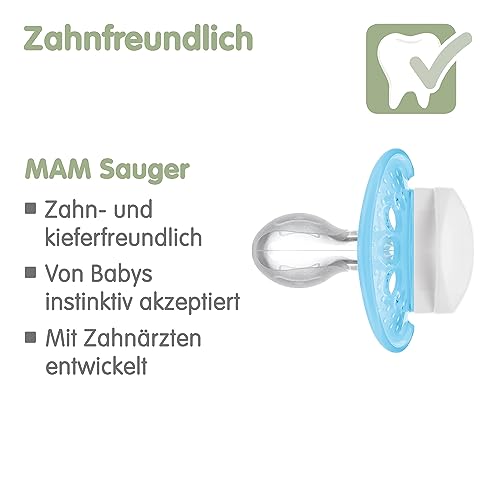 MAM – Conjunto de 2 chupetas originais para bebés de 16 meses ou mais, 94% de aceitação, adequados para amamentação, recomendados por parteiras, suaves para os dentes, silicone SkinSoft, baleia