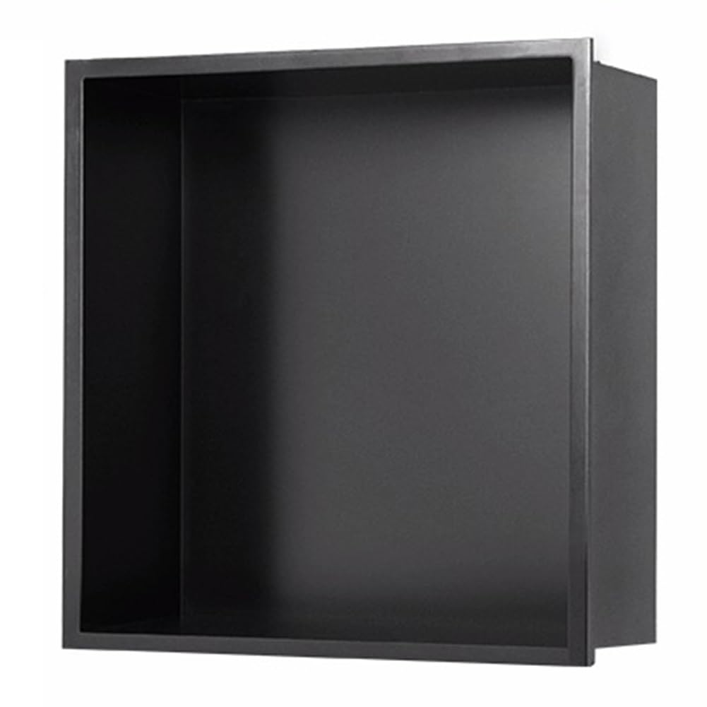 QUSYZD Stainless Steel Shower Nich, Bathroom Recessed Shower Niche, Square Shower Niche Bathroom Shelf for Bathroom Storage/Shampoo/Toiletries,Black-70x28x12.5cm/,Black-32x32x12.5cm/1.04x1.04x0.41ft