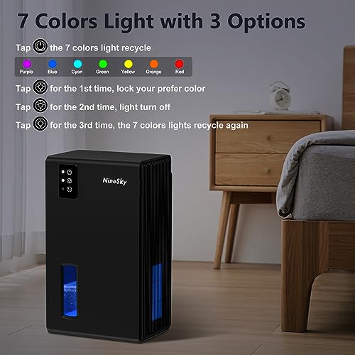 NineSky Desumidificador para casa, tanque de água de 2,5 L, desumidificadores para banheiro, quarto