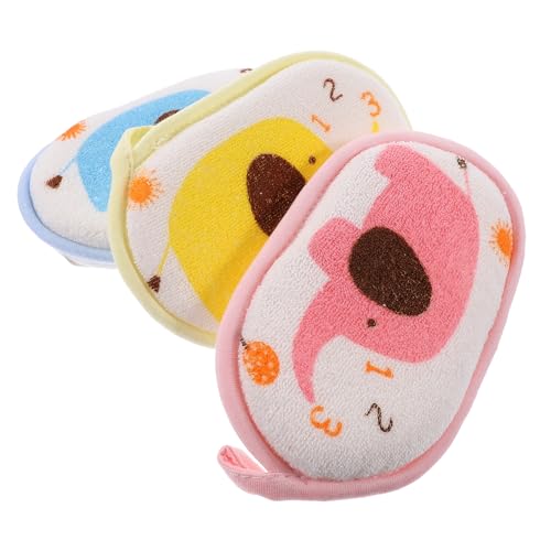 EPIGEIST 3Pcs Bath Sponge Soft Cotton Shower Towel with Cartoon for Newborns and Multi Color Bathing Pads for Gentle Cleansing