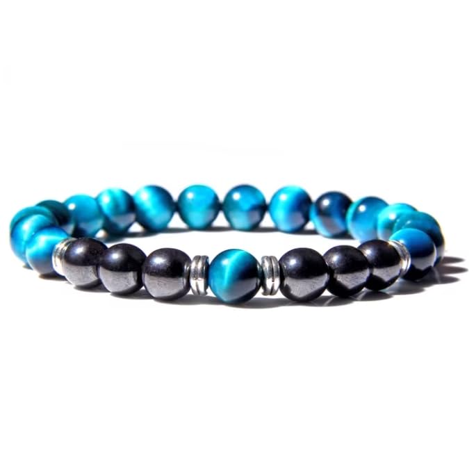 Bracelet oeil de tigre bleu poli naturel pour accompagner votre style vestimentaire quotidien