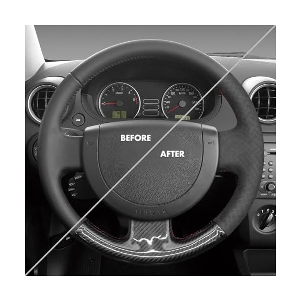 MEWANT Steering Wheel Covers for Fiesta MK6 2002-2008 Fusion 2002-2012 Transit Connect 2002-2013 Hand-Stitched Suede Leather Steering Wrap - Image 3