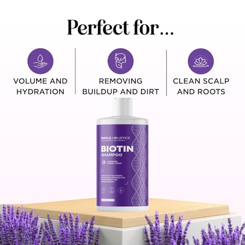 Image of Lavender Biotin Shampoo for Thinning Hair - Volumizing Shampoo for Fine Hair with B Vitamins Rosemary Argan Primrose & Tea Tree Oils - Paraben Silicone and Sulfate Free Vegan Formula (16 Fl Oz)