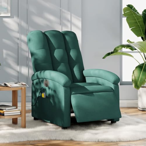 Sufrk - Silla de masaje reclinable eléctrica de tela verde oscuro, sillón reclinable eléctrico reclinable en la cama y asiento ergonómico de tela para muebles de salón y salón