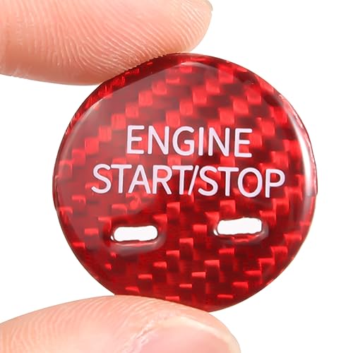 BINB ROAD Engine Start Stop Push Button Cover Trim Carbon Fiber Compatible with Cadillac XTS XT5 CTS CT6 XT5 SRX Escalade 2013-2020,Red