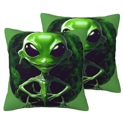Housse de coussin extraterrestre vert lot de 2 aux finitions soignées