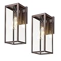 Bestshared Outdoor Wall Lights,15 Inch Exterior Wall Lanterns with Clear Glass, Anti-Rust Porch Lights Sconce,Weather Resistant Outdoor Lights for House, Garage, Doorway, Patio, E26 Base (2 Pack)