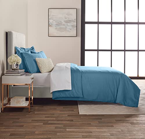 Image of Nestl Blue Heaven Duvet Cover Full Size - Soft Full Size Duvet Cover Set, 5 Piece Double Brushed Duvet Cover with Button Closure, 1 Full Duvet Cover 80x90 inches, 2 Pillow Shams, and 2 Pillowcases