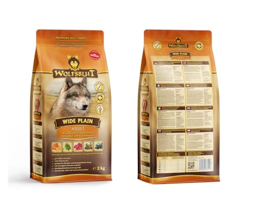 Wolfsblut Wide Plain Adult 2x2kg Sparpaket - Hundefutter - getreidefreies Trockenfutter mit Pferdefleisch & Süßkartoffel – hypoallergen, mit Superfoods – für Sensible Hunde – 2 x 2 kg Bundle