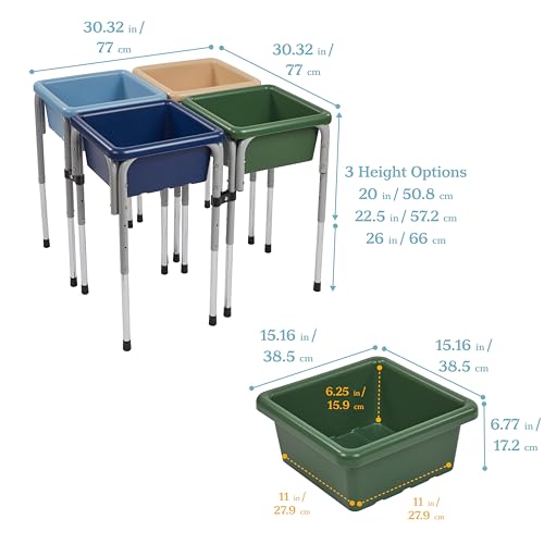 Image of ECR4Kids 4-Station Sand and Water Adjustable Play Table, Sensory Bins, Earthtone